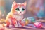 Placeholder: Cute chibi colourful Glass cat in style of Mariya Markina, digital painting; fantasy; very attractive; beautiful; high detail; cinematic postprocessing; acrylic art in sunshine