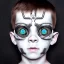 Placeholder: cyborg boy, cute, beautiful, neon eyes, metal face, white skin,8k