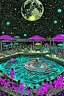 Placeholder: techno rave party in 80's with swimming pool on the moon full