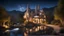 Placeholder: beautiful house, perfect architecture, style Antoni Gaudi, rural environment, night, stars, volumetric lighting, trees, river, distant mountains, award-winning photograph, photorealism, superb details, light and shade, beautiful composition, arts-and-crafts, attractive, peaceful, exquisite