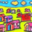 Placeholder: slums in the hill,sunny, crayon, 3d, render, 8k