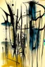 Placeholder: Abstract wet watercolour, ink lines, Bernard buffet
