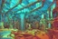 Placeholder: gelatinous POINT PERSPECTIVE DUNGEON sustainer ROOM filled with command, painted by Edward Gorey and Moebius and Greg Rutkowski and Paul Wenzel and George Barr and Stephen Youll,trending on artstation, iridescent cool blue and cyan and red and blue and yellow and green lighting front view futuresynth , outrun , vibrant colors, Sabattier filter , Watercolor