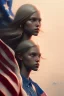 Placeholder: girl, cute, beautiful, blonde hair, long hair, blue eyes, portrait by Greg Rutkowski, American flag