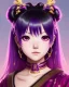 Placeholder: Detailed cute anime Kunoichi girl, purple hair buns, purple bangs, Christmas clothing, intricate details, full body portrait, keep head in frame, slight smile, black Japanese motif, concept art, highly detailed, digital painting, concept art, sharp focus, illustration, art by Yoji Shinkawa, WLOP and greg rutkowski and alphonse mucha and artgerm and yanjun Chen and Junji ito and Makoto Shinkai, HDR, octane render