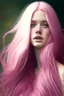 Placeholder: beautiful young woman with long pink hair