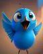 Placeholder: pixar style, blue cartoon hummingbird mascot with adorable eyes, friendly, waving to the camera, cinematic lighting