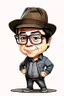 Placeholder: Drawing of Gustavo Petro serious with hat, jeans and shirt no lentes speaking in a speech full body chibi