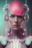 Placeholder: cyberpunk, head, women, portrai, tron, cyborg, robot, cyborg, pink hair, seven , perfekt, real, dream