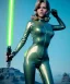 Placeholder: Ultra Realistic retro sci-fi portrait image from 1960, spaceship, sweet young Jane Fonda, dress with tight latex suit, lightsaber, soft color, highly detailed, unreal engine 5, ray tracing, RTX, lumen lighting, ultra detail, volumetric lighting, 3d, finely drawn, high definition, high resolution.