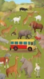 Placeholder: Hieronymus Bosch style , full of zoo animals bus up , 4k
