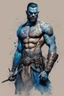 Placeholder: character concept illustration of a lean, blue tattooed Pict warrior, , maximalist, sharp focus, highest resolution, in the styles of Bill Sienkiewicz, Denis Forkas , and Masahiro Ito, boldly inked, 8k, coarse, gritty textures