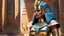 Placeholder: acrylic illustration, acrylic paint, oily sketch,1Egyptian female ,full body, queen, Egyptian Parrley_armor, big bulky futuristic armor, armor, egyptian royal head decoration, makeups, glowing eyes walking in the Egypt city cairo photorealistic, studio lighting, hard light, colors, hyperdetailed, hyperrealistic, 4K, Masterpiece, highres, absurdres scifi, iridescent gold wires, by [Todd Schorr | Iryna Yermolova | Conor Harrington]