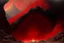 Placeholder: A red volcano with an underground cavern covered in lava painted by Birge Harrison