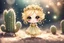 Placeholder: cute chibi cacti princess in sunshine, watercolor and black ink outlines, sparkling golden glitter, ethereal, cinematic postprocessing, bokeh, dof