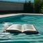 Placeholder: a book on the swimming pool