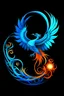 Placeholder: blue flaming phoenix and crescent moon