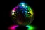 Placeholder: Create small colour rainbow music disco ball colour and colour black background