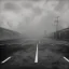 Placeholder: An empty carpark on a misty day. Telegraph poles and wires. Muted tones. Tilted horizon. With blotches, blurry areas and lens noise and grain. Hyper realistic Photo 4k