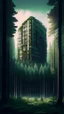 Placeholder: forest landscape looking at huge building