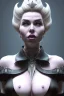 Placeholder: Hannah Waddingham as evil queen in black leather, busty, cleavage, dominatrix, curvy, angry, stern look. character design by cory loftis, fenghua zhong, ryohei hase, ismail inceoglu and ruan jia. unreal engine 5, artistic lighting, highly detailed, photorealistic, fantasy