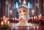 Placeholder: cute chibi fairy praying in a beautiful church, flowers, in candlelight, ethereal, cinematic postprocessing, dof, bokeh