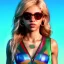 Placeholder: Shakira, artist, 30 years old, Realistic image, waist up portrait, etro style dress. Gucci sunglasses. Blonde, loose long hair, eyes make up, perfect, glow, circle iris. Feather, Neon colors, leds, geometric shapes. Dark background, photo studio, neon lights. Cyberpunk, concept art, smooth, unreal engine 5, god lights, ray tracing, RTX, lumen lighting, ultra detail, volumetric lighting, 3d, finely drawn, high definition, 4k.