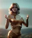 Placeholder: Ultra Realistic retro sci-fi movie, classic ovni levitating scene, 1960 year, waist up view portrait, a super giant blonde woman, sweet teenager Jane Fonda face, perfect iris, glow eyes, face makeup, tight latex coat, many people, Retro sci-fi style, soft color, highly detailed, unreal engine 5, ray tracing, RTX, lumen lighting, ultra detail, volumetric lighting, 3d, finely drawn, high definition, high resolution.