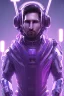 Placeholder: messi cute cyberpunk, purple tones, high lighting