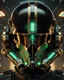 Placeholder: star wars bald male corellian pilot wearing black and bright gasoline green First Order special forces TIE pilot commando armored flightsuit and helmet with gold trim inside the jedi temple, centered head and shoulders portrait, hyperdetailed, dynamic lighting, hyperdetailed background, 8k resolution, volumetric lighting, light skin, fully symmetric details