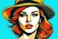 Placeholder: beautiful woman in hat in pop art style vector