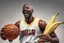 Placeholder: michael jordan wearing a banana mustache, shooting a basketball and crying, photorealistic