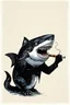 Placeholder: catfish with shark head smoking a cigarrette in the style of banksy