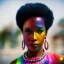 Placeholder: older man, fourty years old, masterpiece, best quality, family of three, ebony skinned, sparkling eyes, fluorescent skin, colorful makeup, afro, highly detailed body, afrofuturism, scifi, sun light, 4K, RAW, depth of field, high contrast, realistic details, 24mm