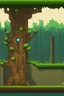 Placeholder: a pixel tree that sprouts in the shape of a portal door for the 2d sidescroller game side view