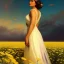 Placeholder: (painting of girl from behind looking a fleet of imperial ships in the sky, in a meadow of flowers.) trending on Artstation by Karol Bak cinematic lighting trending on cgsociety 4k anato finnstark cinematic Artgerm Ilya Kuvshinov Detailed Norman Rockwell Cool by Eddie Mendoza full body posing ((painting canvas fine art)) (fantasy art) ((digital art)) (digital illustration) agfacolor low coloration Anges Cecile