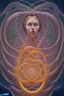 Placeholder: Spiritual being with Tentacles over human Head creating reality around, wrapping Spiral around Human, Psychedelic