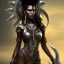 Placeholder: fantasy setting, woman, dark-skinned, middle-east, one-sided mohawk haircut