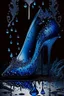 Placeholder: dark fantasy, intricate cover, a whimsical fairytale, high-heeled shoe made of blue glass with drops of blood underneath