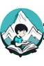 Placeholder: The logo consists of a child facing a book and mountains