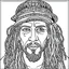 Placeholder: coloring page for kids, simple rastaman with black and bold lines