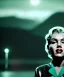 Placeholder: Ultra Realistic retro sci-fi scene, portrait, blonde woman, sweet young Marilyn Monroe face, perfect iris, tight latex coat, Strange planet background, Retro sci-fi style helmet, fog, rain, soft color, highly detailed, unreal engine 5, ray tracing, RTX, lumen lighting, ultra detail, volumetric lighting, 3d, finely drawn, high definition, high resolution.