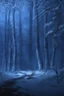 Placeholder: Winter Night, shades of blue, dark, moonlight forest