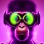 Placeholder: A beautiful portrait of a cyborg monkey purple neon color scheme, high key lighting, volumetric light high details psychedelic background