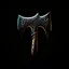 Placeholder: fantasy axe icon, black background