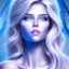 Placeholder: portrait of a beautiful woman with an angel face smiling,long blond hair, blue eyes, pink and blue dress, jewels, soft light aura