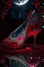 Placeholder: dark fantasy, intricate cover, a whimsical fairytale, translucent shoe made of moonlit glass with drops of crimson blood underneath