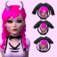 Placeholder: ROBLOX woman character pink hair with horns with white t-shirt and black tie