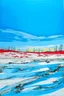 Placeholder: A sky blue tundra with very cold snow painted by Andy Warhol