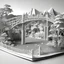 Placeholder: Derwent Bridge in Tasmania view in ornate Papercraft, fairytale, children popup book, soft shadows, ambient occlusion, monochromatic